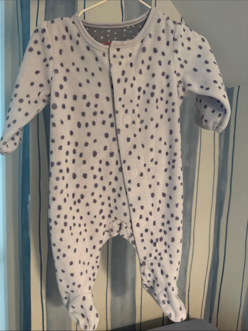 Magnetic me newborn  Footed One-Piece in white black doe spots